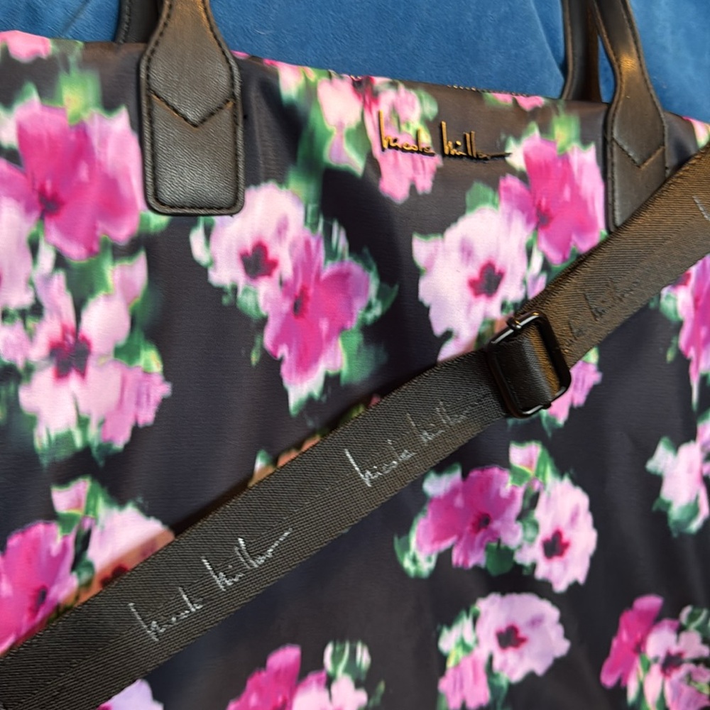Nicole Miller very large, stunning floral print bag